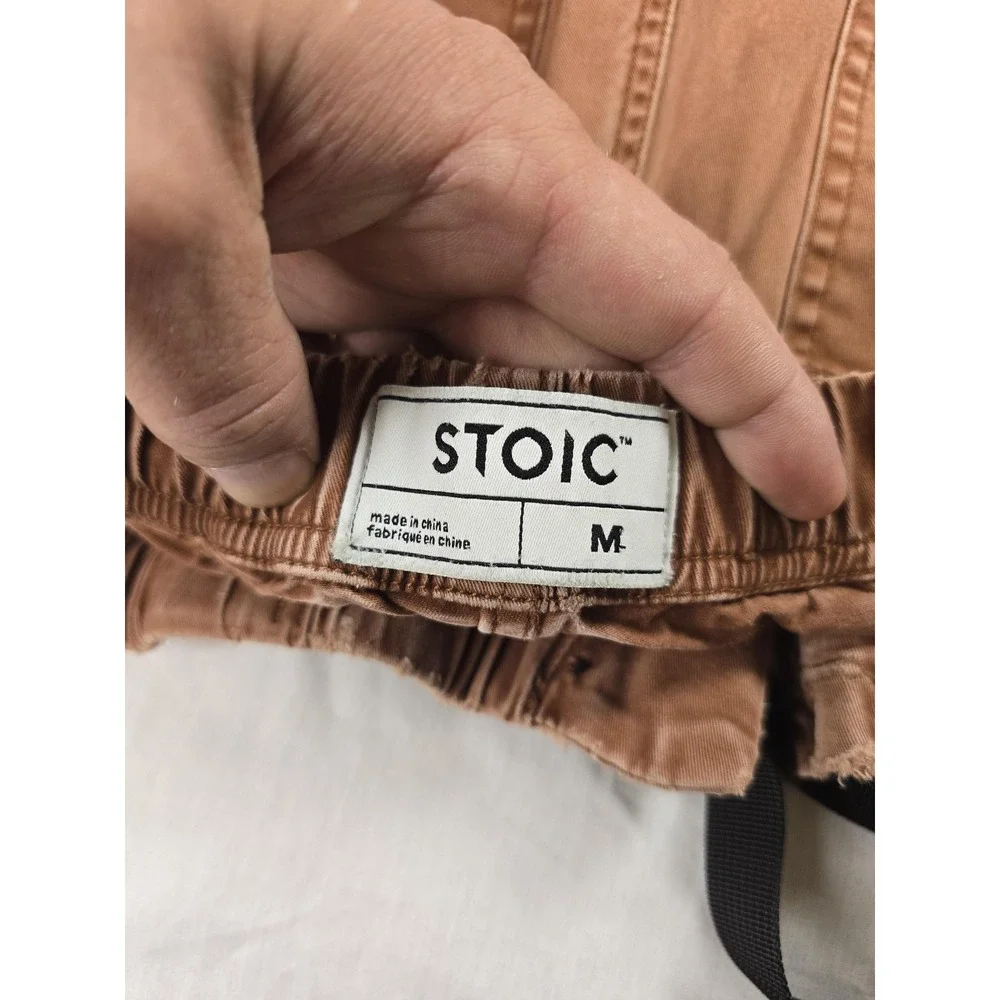 Stoic Pants Mens 33x30 Brown Elastic Waist Belted Straight Leg Workwear Casual